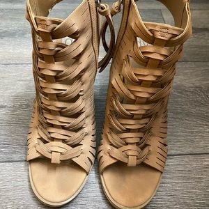 Dolce Vita nude strappy stacked heels